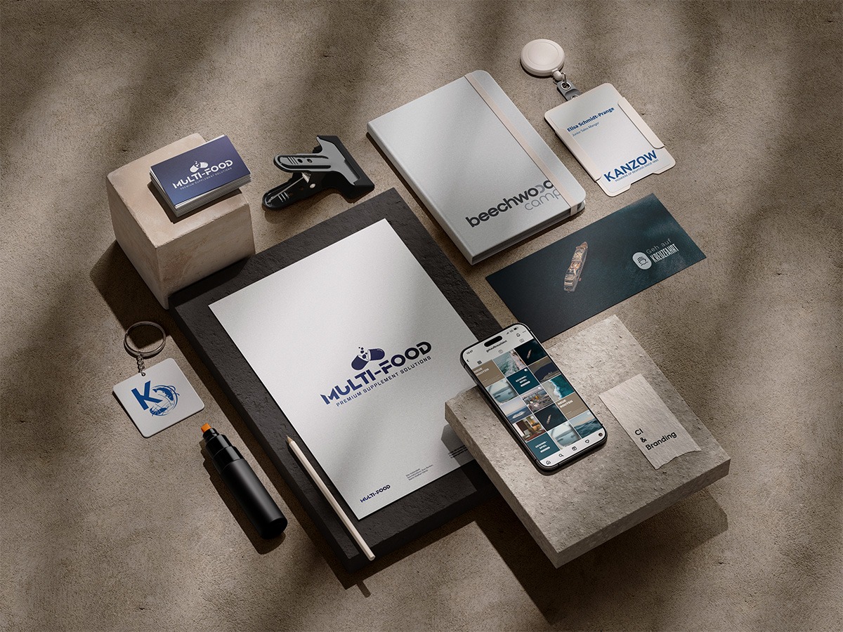 übergreifendes Stationery Mockup von unseren Kunden